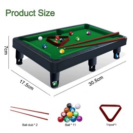 YumSur Mini Pool Table Game,Billiards Table Pool Table Set 11 Balls 2 Cues and 1 Triangle,Portable Games Table Game,Stress Relief Tabletop Snooker Game Set Kids and Adults, GREEN