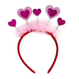 Harilla Valentine's Day Gifts Heart Headband Headband Headband Gorgeous Headwear Glitter Heart Hair Accessory for Cosplay Prom Pink