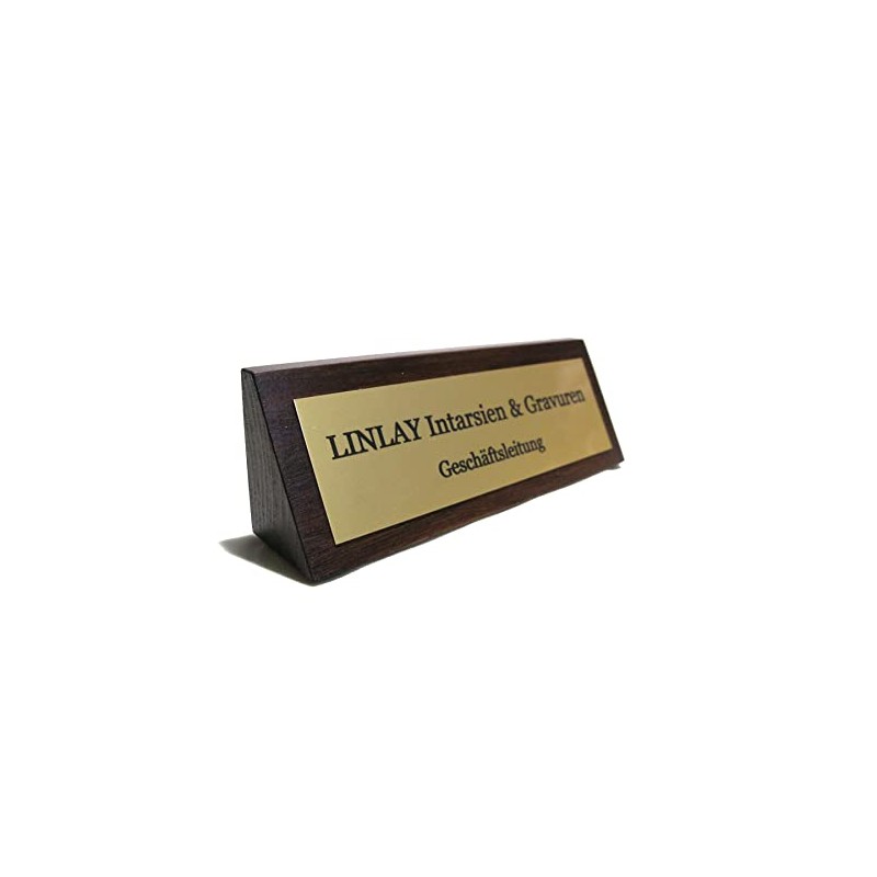 LINLAY Intarsien & Gravuren Walnut / Ash Table Name Plate