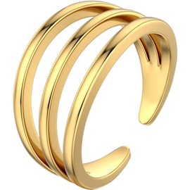 Minimalist Toe Rings Open Band Toe Ring Summer Beach Foot Jewelry for Women (Gold, 15MM)