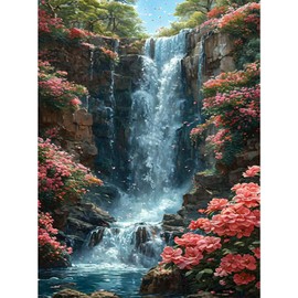 RICUVED Waterfalls Diamond Art Kits for Kids Adults, 5D Landscape Diamond Painting Kits Round Full Drill Diamond Painting Kits Diamond Art Picture Crystal for Home Decor 30x40cm