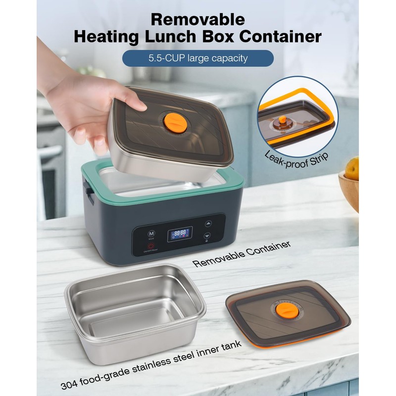 SKEOS Cordless Electric Lunch Box for Adults, Heated Lunch Box