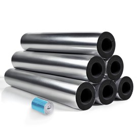 6 Pcs Pipe Insulation Foam Tube with Aluminum Tape, Pre Slit Foam Pipe Covers, Reduce Heat Loss, Indoor or Outdoor Pipe Insulation