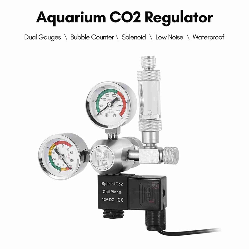 CO2 Regulator Silent Water Resistant Dual Gauges Design Aquarium CO2