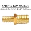 Uenede 2PCS Brass 5/16" to 1/2" OD Barb Reducer Barbed