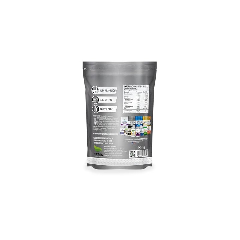 NATSA Citrato de Magnesio Polvo, 500gr, 166 Porciones