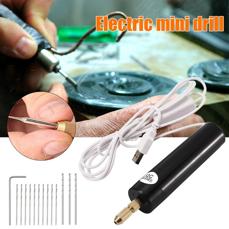 QOTSTEOS 0.7-1.2mm Micro Electric Hand Drill Set for Resin, Cordless