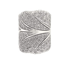 81stgeneration Women's 999 Fine Silver Karen Hill Tribe Wide Tree Shaped Engraved Tribal Ring