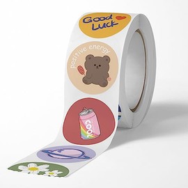 Pegatinas de Agradecimiento de 1 Pulgada Estilo Mono Para Sellar y Decorar Papel de Regalo Varias Fiestas Cumpleaños DIY Decoración Hecha a Mano 500 Etiquetas por Rollo