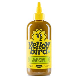 Yellowbird® Organic Serrano Hot Sauce 19.6 oz. Tabletop Size (Kinda Hot | 1 Bottle | Made w/ Organic Garlic, Cucumber, & Lime)