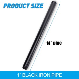 1"x14" Black Paintd Iron Pipe, Home TZH 10 Pack Threaded Black Metal Pipe Nipple for DIY Project/Furniture/Shelving Decoration (10, 14")