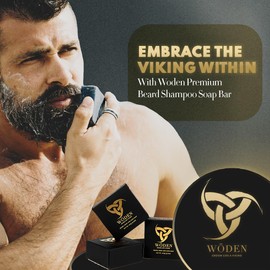 Woden Men's Natural Soap Bar - Beard, Body and Hair 120g | Groom like a Viking | Oud Wood Essence | Oudin