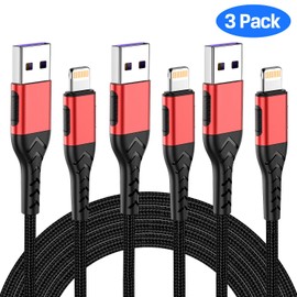 Durcord 3Pack 6FT Red Phone Charger Fast Charging Cable Cord USB A Charger Upgarded