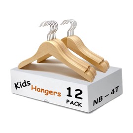 Kids Hangers (Natural Wood, Baby/Toddler Hangers NB-4T)
