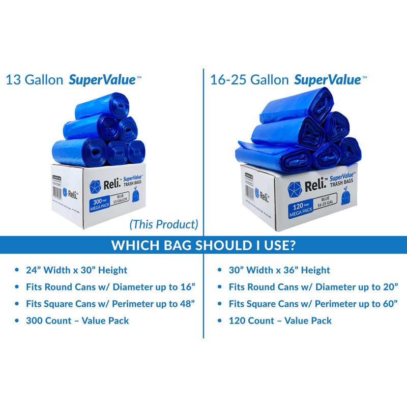 Reli. SuperValue 13 Gallon Recycling Bags | 300 Count |