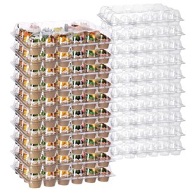 20 Sets Cupcake Containers 24 Count Cupcake Holders Stackable Cupcake Boxes Clear Disposable with Detachable Tall Dome Lid Plastic Cupcake Trays for Wedding Birthday Kitchen Baking Supplies