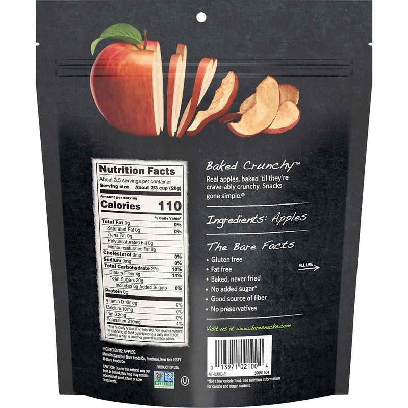 Bare Gluten Free Organic Apple Chips, Fuji and Red, 3.3