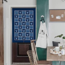 Shibori - Cortina de estilo índigo japonés Noren para puerta, diseño de teñido anudado, estilo rústico, bohemio, étnico, para decoración del hogar, 33 x 47 pulgadas