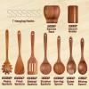 Renexas 9 Pcs Teak Wooden Spoons for Cooking Kitchen Utensils