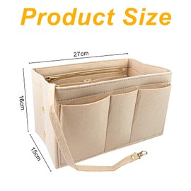 Newpop Bag Organiser, Handbag Organiser with Removable Compartments and Key Chain, Organiser Bag, Inner Pocket for Handbags, Felt Handbag Organiser for Women