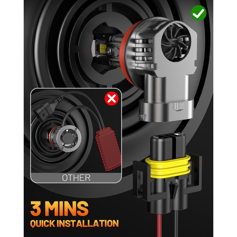 Fahren H11/H9/H8 fog Light Bulbs, Upgraded 44000 Lumen 900% Brighter