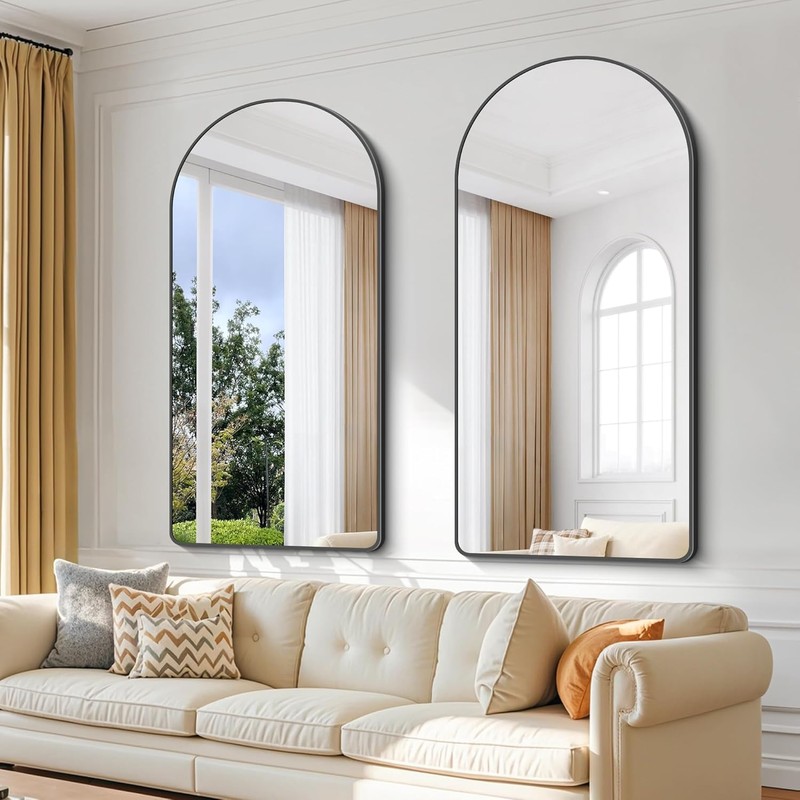 Arched Bathroom Mirror, 30"x50" Black Arched Mirror for Bathroom, Wall