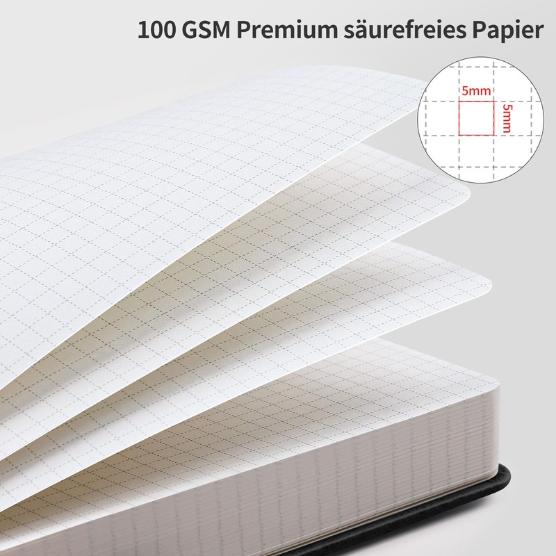 RETTACY Notebook B5 Squared, Bullet Journal with 100 g/m² Thick