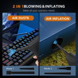 Keway Electric Compressed Air Duster - 80000 RPM High-Power Rechargeable Cordless PC Duster with 3 Adjustable Speed Settings, Dust Blower for PC Cleaning, Keyboard Duster Spray Air Can Replacement