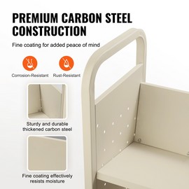 Book Cart, 330 lbs Library Cart, Book Truck in Cream - Beige