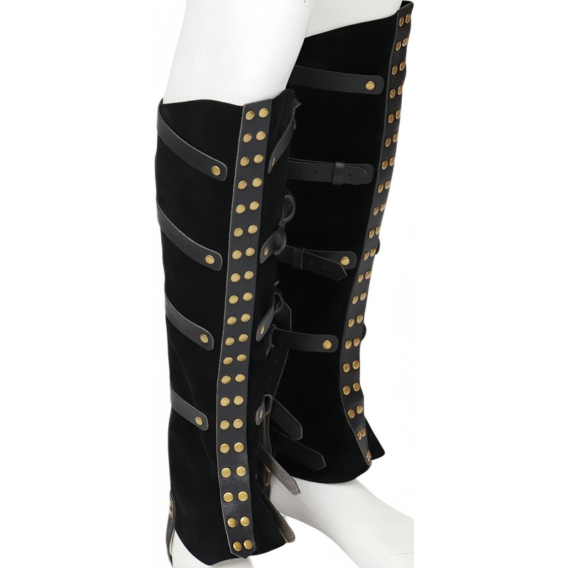 XWXLDD Medieval Leather Boot Covers, Steampunk Warrior Knight Leg Gaiters
