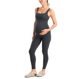 MOMANDA Mono de maternidad Mono de entrenamiento para el embarazo Leggings sin costuras Body sin mangas Gris misterioso Chico
