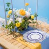 FYSUIMU 40 Pcs Blue White Floral Tableware Set Chinoiserie Flower