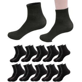 RICHBULL 10 Pairs Thin Crew Socks for Men & Women, Breathable Casual Athletic Ankle Socks, (Black)