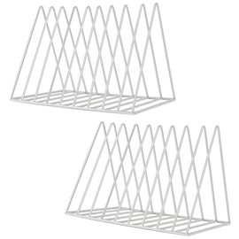Sooyee 2 Pack 9 Slot White Magazine Holder,Desktop File Sorter Organizer Triangle Bookshelf Decor Home Office