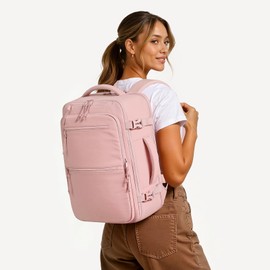 mibasies 30L Travel Backpack for Women & Men: Carry On Luggage Flight Approved, TSA Laptop Backpack with Water Bottle Pocket, Personal Item Bag Fits 15.6" Laptop for Weekender Business - Pink