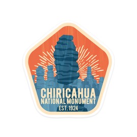 Die Cut Sticker Chiricahua National Monument, Arizona, Vintage Vector, Pentagon, Contour Vinyl Sticker 1 to 3 inches (Waterproof Decal for Cars, Water Bottles, Laptops, Coolers), Small