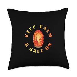 Big Salt Lamp Fan Keep Calm & Salt On-Himalayan Salt Lamp Enthusiasts Throw Pillow, 18x18, Multicolor