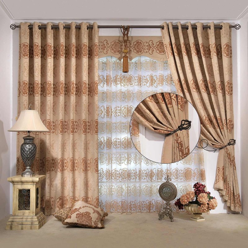 KAMANINA - Cortinas decorativas con retenciones de jaula trenzada, bronce