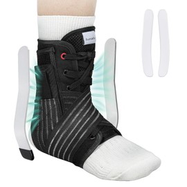 Auroaibi Ankle Brace for Women Men with Removable Side Splints, Lace Up Ankle Support Brace for Sprained Ankle, Adjustable Ankles Stabilizer for Injury Recover, Sports, S