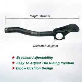 RXL SL Triathlon Handlebar Attachment Mountain Bike 340 mm Rest Bar Carbon 31.8 mm 3K Matte Black
