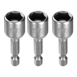 HARFINGTON 3pcs Hex Nut Driver Drill Bit 7/16" 6-Point Socket 1/4" Hex Shank 1.9" (48mm) Long Magnetic Nut Setter CR-V Steel Quick-Change Nut for Power Drills Impact Drivers