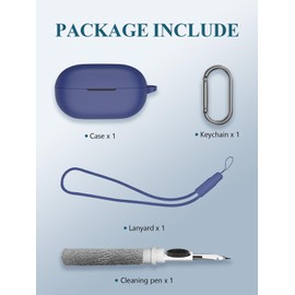 Case for Beats Solo Buds 2024, Soft Silicone Protective Portable Scratch Shock Resistant Hard Shell with Cleaner Kit & Carabiner & Lanyard，Blue