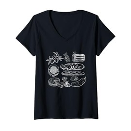 Womens Tinned fish tinned sardines tin fish Y2K Italian summer V-Neck T-Shirt
