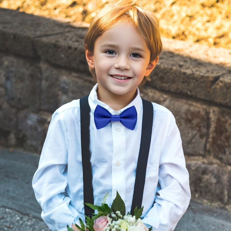 Bskifnn Kids Bow Tie Classic Solid Color Satin Bow Tie