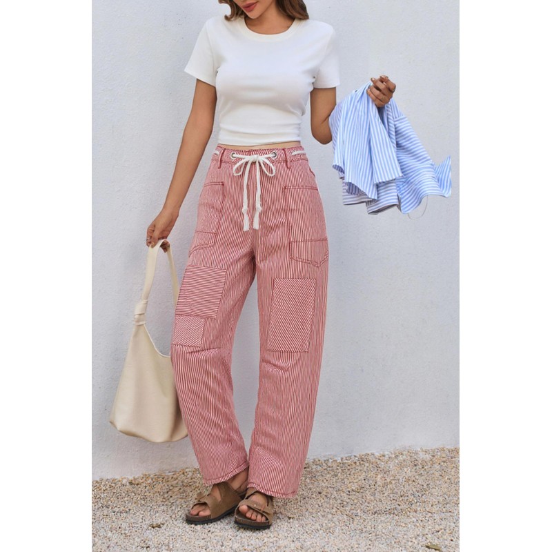 PLNOTME Womens Baggy Barrel Horseshoe Jeans Wide Leg Patchwork Low