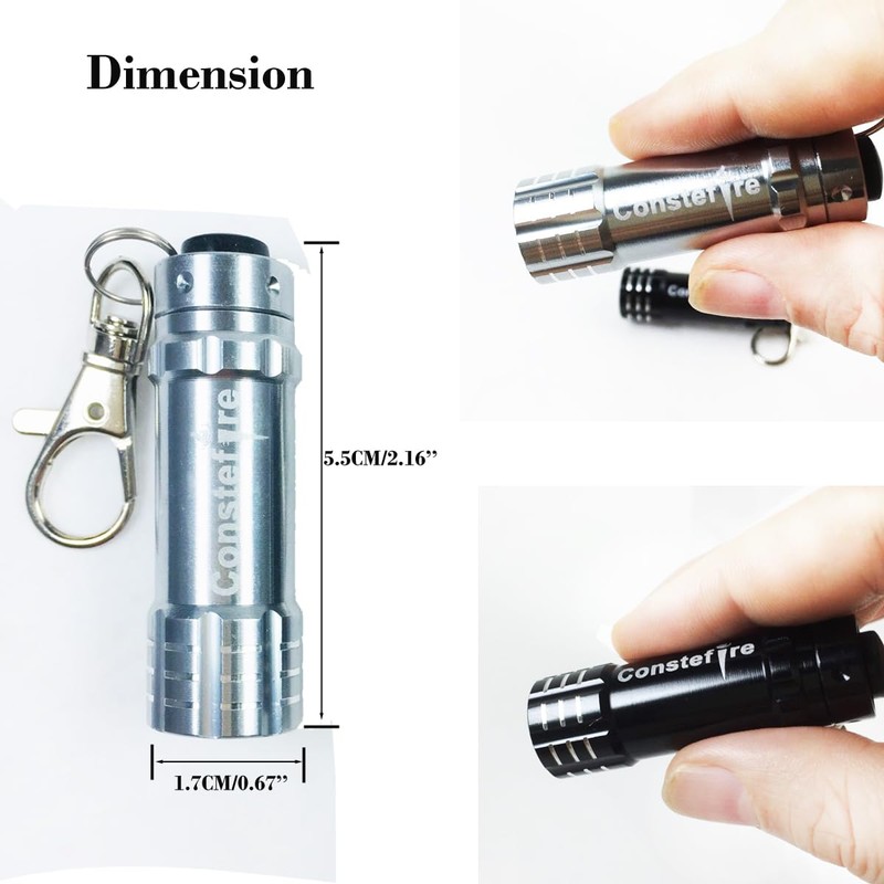 Small Flashlight Keychain Torch,2 PCS Aluminum Key Ring Torch, Bright