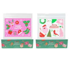 Clear Above Christmas Zipper Sandwich Bags – 2 Pack (30 Bags Total) – Holiday Treat Bags, Cookie Exchange, Candy, Classroom Party Supplies – Reusable Resealable Snack & Gift Bags, 6.5” x 5”