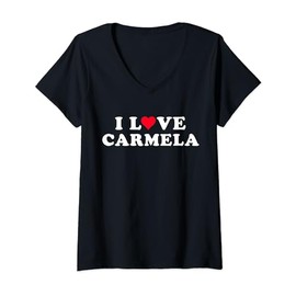 I Love Carmela Matching Girlfriend & Boyfriend Carmela Name V-Neck T-Shirt