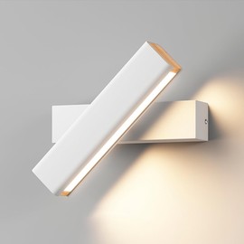 Lampara de Pared Led Moderna Giratorio - Apliques de Pared LED Giratorios 350°, Lampara de Led, para Recamara, Luz Cálida, para Lectura, Gabinete y Hogar (Blanco)