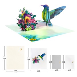 GREETING ART Hummingbird Pop Up Card, Birthday Card for Women, Mothers Day Card, Valentines Day Card for Mom, Birthday Card for Mom, Hummingbird Card,Thank You Card